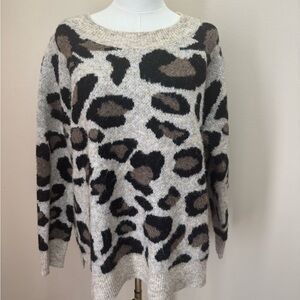 Aqua Animal Print Sweater Wool